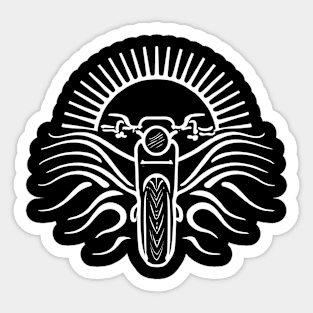 A Motorbike Coming From Sun (White) Sticker